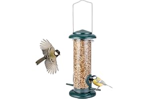 iBorn Mangeoire à Oiseaux Stations d'alimentation Coeur de Tournesol Bain d'oiseaux Robuste Tout métal Anti-UV Vert 8 Pouces