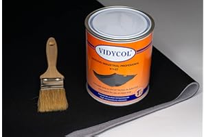 DESCONOCIDO Kit tela para tapizar techo de coche, pegamento alta temperatura y brocha. Tejido Negro foamizado de 2m de Largo x 1,50m de Ancho / 1 Litro de Cola