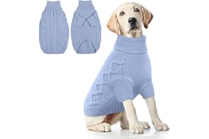 Hjumarayan Suéter para Perro Grande - Simple y Elegante Jersey Térmico de Lana, Ropa de Invierno, Polar Suave de Punto, Azul XL