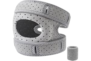 Gorsmoon Knee Support Men & Women with Sweatband 3D Silicone Patella Knee Support Against Osteoarthritis, Knee Pain, Meniscus Adjustable & Breathable Knee Brace for Sports (Grey, Adult S/M)