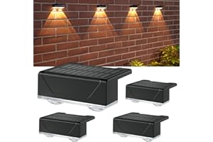 ELLASAY Solar Lights Outdoor Garden: Solar Fence Lights with 3000K Warm White & 7 RGB Colours - IP65 Waterproof - Easy Stick on Wall Deck Patio 4 Pack