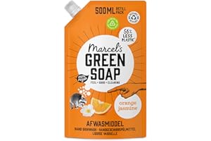 Marcel's Green Soap Washing-up Liquid Refill - Orange & Jasmine - Dishwashing Liquid - Saves 56% of plastic - Vegan - 97% Biodegradable - 500 ML