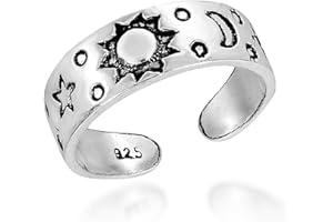 AERAVIDA Celestial Sky Sun Moon and Star .925 Sterling Silver Toe or Pinky Ring