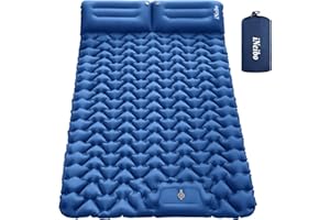 iNeibo Matelas Camping 2 Personnes Matelas Autogonflant 2 Personnes avec Pompe à Pied et Oreiller Matelas De Camping 2 Personnes pour l'Extérieur, la Randonnée, la Plage et Le Camping, Bleu
