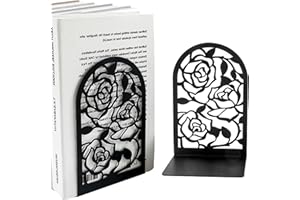 GOSLYLY Serre Livres Original Cale Livre Etagere Métal Presse Livre-1 Paire Serré-Livre Bloc Livre Noir bookends Bloque Livre pour Bureau École à Domicile (des Roses)