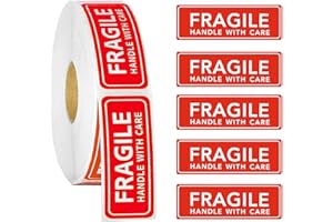 ADAKEL 500 Pieces Fragile Sticker 1"x 3" Fragile Handle with Care Warning Stickers Fragile Shipping Label for Shipping Packaging, 1"x 3"