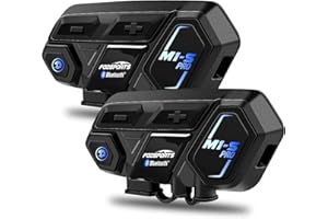 Fodsports Motorbike Intercom, M1-S PRO Helmet Intercom 2000m 8 Riders Group Motorcycle Communication System Universal Wireless Headset Interphone (Waterproof/Handsfree/Stereo Music/GPS/2 Pack)