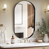 LunaMirror Wall Mirror Oval 60x90 CM Wall-Mounted Bathroom Vanity Mirror Stylish Black Mirror Wall Decor Rectangle Wall Hangi