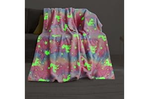 ‎ROWJOY Rowjoy kuscheldecke kinder 150x200, Einhorn Leuchtdecke, Einhorn Decke Kuscheldecke Leuchtet im Dunkeln, Flanell Fleece Decke für Kinder Jungen Mädchen(Gradient Unicorn,150x200CM)