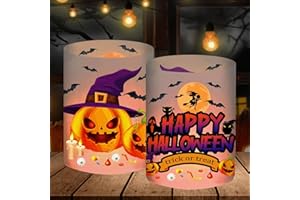 BOYATONG 12 portavelas para decoración de mesa de Halloween, decoración de Halloween, decoración interior y exterior, jardín, calabaza/murciélago/dulces/bruja/con Happy Halloween Decoración de Halloween para