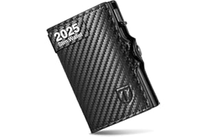 TENBST Portafoglio Uomo Slim Piccolo, Porta Carte Di Credito con Rfid Protection, Portacarte Uomo Portatessere in Fibra di Carbonio, Portamonete Portafogli Mini con ZIP, Idea Regalo, Scatola Nero