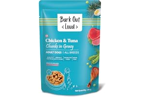 Bark Out Loud Wet Dog Food Chicken & Tuna Gravy Chunks for Adult Dogs 85g (Pack of 1)
