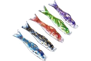 Hsthe Sea 5 Pezzi Manica a Vento Carpa Giapponese Colorato Bronzing Streamer Pesce Bandiera Aquilone Koinobori Decorazione da Appendere (60 cm, 23,6 Pollici)