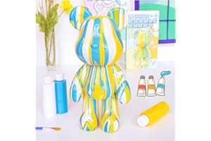 Coniuty DIY Kreative Blanko Malerei Flüssige Bär Figur Kit, Multicolor Mix Paint Design für Heimdekoration (gelb, flüssiger Bär)