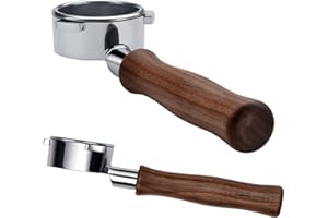 Normcore Porte-filtre sans fond de 54 mm - Filtre de port Naked pour Breville Sage Barista Express - Avec tamis de 18 g et poignée en véritable bois de noyer américain