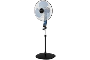 Rowenta Ventilador de pie Essential+ antimosquito VU4420 flujo de aire de 55 m3/min, 3 velocidades, alto rendimiento, oscilación automática, orientación y altura ajustables, 54 dB(A), negro