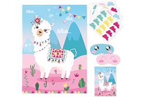 NEBURORA 2 Pack Pin The Tail on The Llama Game 2 Large 21"x 28" Posters with 48pcs Stickers Llama themed Birthday Party Supplies Decorations for Girls Fiesta Party Games Classroom Game
