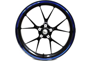 Finest Folia Autocollant pour bord de jante chromé avec outil de montage Kit complet pour jantes de moto, voiture, vélo de 17" et 16", 18" et 19" (bleu chromé)