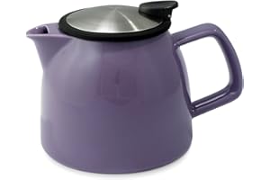 FORLIFE Bell Ceramic Teapot with Basket Infuser, 26-Ounce/770ml, Purple,544-PPL