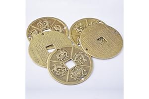 JUANXIAN 5 szt. chińskie cztery niebiańskie zwierzęta monety Feng Shui I Ching Coins średnica: 6 cm + torba na prezent Y1003