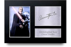 HWC Trading A4 Christopher Lee Star Wars Count Dooku Cadeaux Imprimé Signé Autographe Photo pour les fans de cinéma - A4