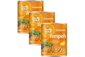 MARIGOLD HEALTH FOODS Marigold Fermented Vegan Tempeh Slices, Ready to Eat – High Protein, Plant-Based, Mild Flavour, 280g (Pack of 3)