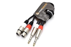 VisioSound 2 x Female XLR to 2 x 6.35mm 1/4" Stereo TRS Jack Balanced Twin Lead/Patch Cable 0.5m