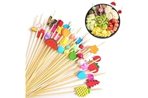 W RXKIOCS 200 Pezzi Spiedini Legno Stuzzicadenti Lunghi Stuzzicadenti per Feste Stecchini per Aperitivo Adatto per La Decorazione di Cibi e Bevande