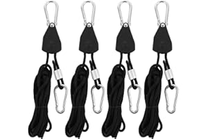 ASelected 4 PCS Ratchet Hanger Rope Tensioner 2M Guy Ropes with Rope Tensioner 1/8 Inch Camping Accessories for Plant Fan Light Indoor Plants Tent Camping