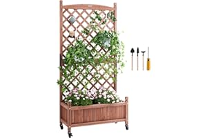 ‎VEVOR VEVOR Pflanzkasten mit Rankgitter 75 x 33 x 156 cm Blumenkasten mit Spalier Hochbeet Tanne Pflanzbeet 50 kg Tragfähigkeit des Einzelrahmens Gartenbeet Blumenbeet für Hofdekoration Balkonbegrünung