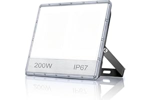 ‎YIQIBRO YIQIBRO LED Strahler Außen 200W, 2 in 1 LED Fluter 20000LM Superhell Aussenstrahler, 7000K Kaltweiß LED Scheinwerfer mit LED Trafo, IP67 Wasserdicht Außenbeleuchtung für Garten Garage Hof Sportplatz