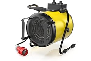 DAHTEC Calefactor Industrial 5000W - Calentador Aire Caliente Portatil - con Ajuste de ángulo de 0 a 25° y Termostato - Apto para Construcción, Garaje e Invernadero