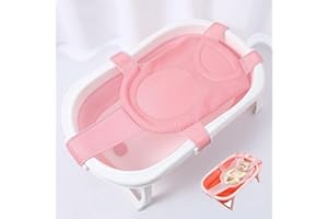 GUOYOU Baby Bath Net, Newborn Bathtub Support Net, Soft Touch Baby Bath Seat Support, Adjustable Baby Bather Net for Bathtub, Baby Bath Pad Non Slip Bath Seat Net, for 0-12 Months Infant Bathing