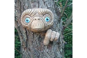 BSTCAR Escultura de cara de árbol de jardín Et Alien, escultura de resina, para árboles, vallas y paredes, decoración de exterior