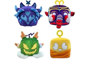 YUNRANZI Blox Fruits Plush Toy, 6" Hugging Fruit Plushies Squishy Pillow Soft Stuffed Animal Toy for Adults Kids Fans Gifts (4 PCS Kitsune+Dargon+Buddha+Mammoth)