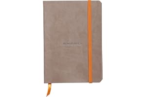 RHODIA 117304C - Carnet Souple Taupe - A6 10,5 x 14,8 cm - Ligné - 144 pages - Papier Clairefontaine Ivoire 90 g/m² - Marque-Page, Fermeture Élastique - Couverture Simili Cuir - Collection Rhodiarama