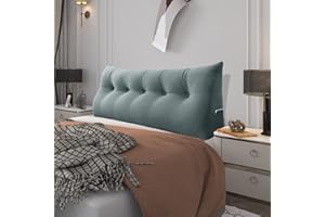 ‎BNCKTRD BNCKTRD Kopfende Großes Rückenkissen Bequemes Lesekissen und Rückenteil im Bett Rückenlehne Kopfkissen Langes XXL Kissen für Sofa, Couch, Wandkissen Polster Samt Grau 200cm