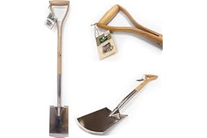 GREENMAN GARDEN TOOLS Greenman Light Weight Border Spade Narrow Stainless Steel Ash Handled 20 Year Warranty 90cm x 14.5cm