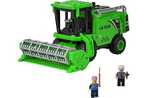 runpeak Combine Harvester Toys - Tractor Pretend Toy with 2 dolls, Farm Toys Moved by Inertia, Realistic Combination Harvester for Kids Toy, Simulating Wheat Cutting Scenes (Green)