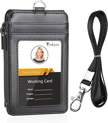 Woosifun Cute Brown Bear ID Badge Holder – Neck Lanyard With Cartoon Shield Keychain For Students & Staff