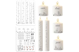 BMGRKYQX 4pcs Kerzen Tattoos Folie Advent Weihnachten Kerzentattoos Adventskerzen Zahlen 1-4 Rub On Sticker Adventskerzen mit Zahlen 1-24 Kerzensticker Advent DIY für Adventskerzen