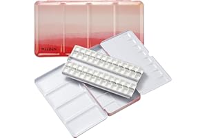 MEEDEN Portable Paint Case - 48 Half Pans, Metal Tremclad with Lid - Adult Student Artist (Red)