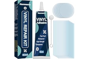 ‎HANNAERA Pool Reparaturset, Wasserdicht Luftmatratze Reparaturset，Diese Durchsichtige Vinyl Repair Kit für PVC Gummiboote Aufziehen, Kajaks, Schwimmrings(60ml)