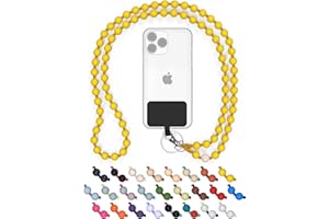 BEARFOOT DROPLETSY Holzperlen Handykette universal, handgefertigt, Schlüsselband, Kette, Necklace zum Umhängen - kompatibel mit allen Smartphones: Apple iPhone, Samsung Galaxy (ohne Hülle, Pineapple)