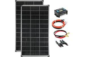 SOLARTRONICS Solar Set 2x 140W monokristalline Solarmodul + 20A Laderegler blau + Solarkabel + Batteriekabel + Solarstecker Photovoltaik Inselanlage
