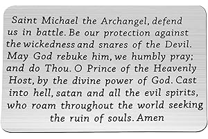 FEELMEM Religious Gift St. Michael The Archangel Prayer Wallet Card Saint St Michael The Archangel Prayer Protect Us Metal Wallet Card Insert Military Jewelry Gift Faith Jewelry