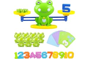 AONAT Gioco educativo matematica Montessori,Bilancia rana con numeri e pesi,Gioco per imparare a contare e sommare,Regalo per bambini dai 3 ai 5 anni,Apprendimento precoce