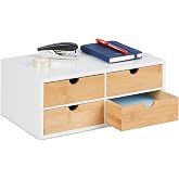 HOMCOM Organizer Scrivania con 2 Cassetti e 7 Scomparti in Bambù 33x20