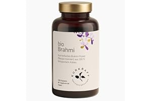 ‎KURKRAFT Organic Brahmi (180 Capsules) - 500 mg per capsule - ETO Tested & Laboratory Tested - Vegan - No Additives - German Production - Bacopa Monnieri Powder