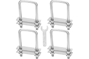 GUOSIYAO Bügelschraube Mit Gewinde M8 Vierkant-U Bügel 40mm x 100mm U-Bolzen 4Stk Mit 16 Muttern und 8 Gegenplatte U Schrauben Bügelbolzen Für Abschleppen Von Autos Schiffen Reparatur